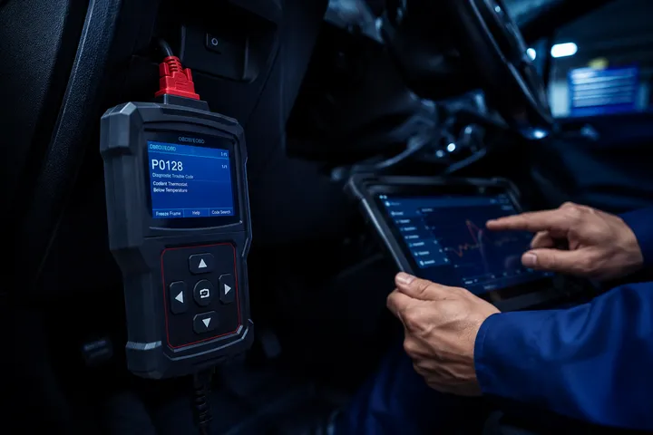 Equipo de diagnosis conectado a la centralita de un coche